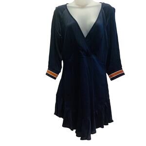 Cosette Avon Navy Blue Soft Pleated Silk Midi Dress New With Tags